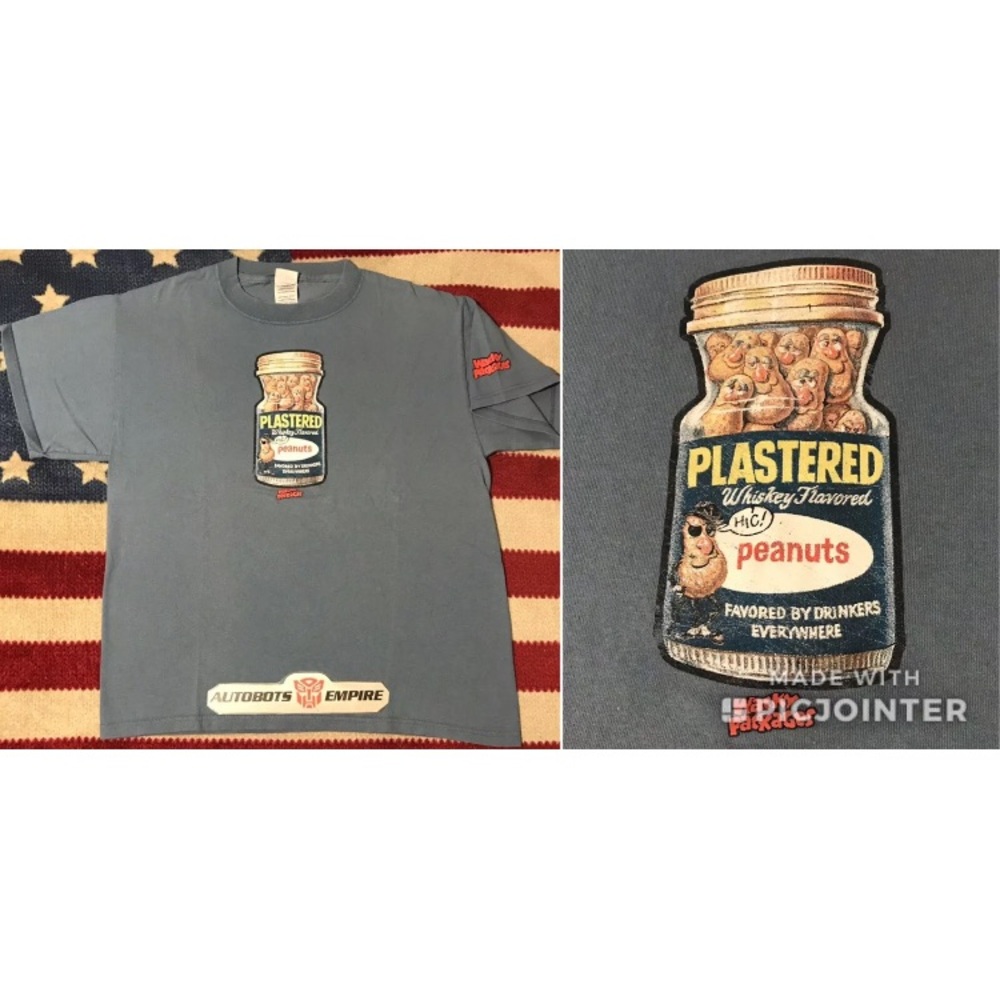 Vintage PROMO TOPPS WACKY PACKAGES PLASTERED PEANUTS Shirt M Cards Gpk Nycc Sdcc